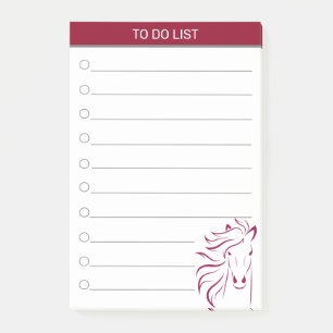 Modern artistic horse in burgundy & white post-it notes