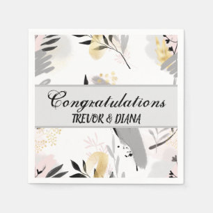 Modern Artistic Leaves Personalised Napkin
