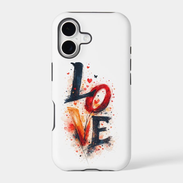 Modern Artistic LOVE Typography iPhone Case | Hand (Back)