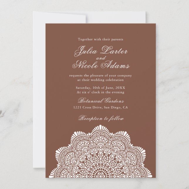 Modern Artistic Motif Style Mandala Wedding Invitation (Front)