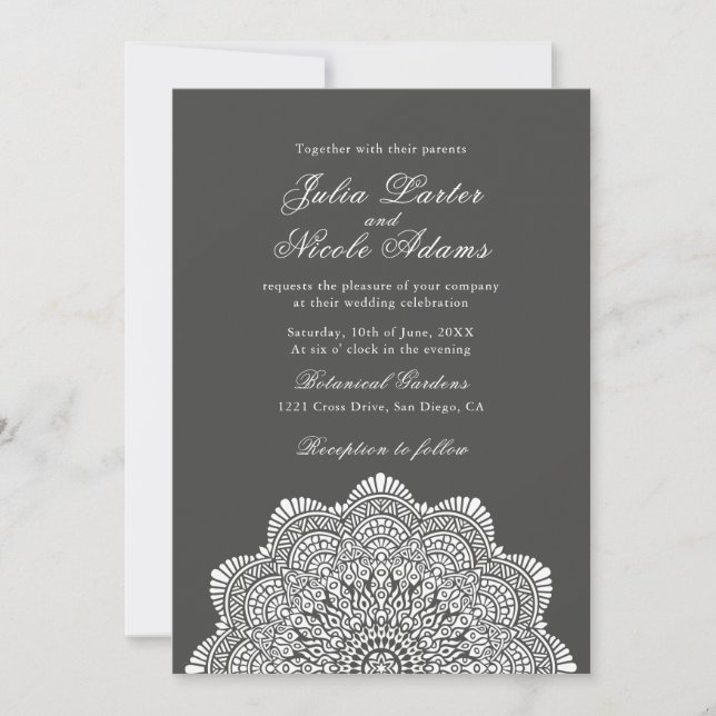 Modern Artistic Motif Style Mandala Wedding Invitation (Front)