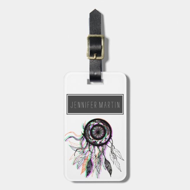 Modern Artistic Native American Dreamcatcher Luggage Tag (Front Vertical)