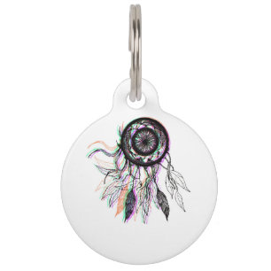 Modern Artistic Native American Dreamcatcher Pet Tag