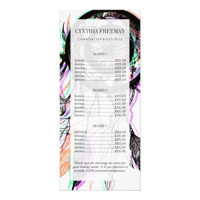 Modern Artistic Native American Dreamcatcher Rack Card (Front)