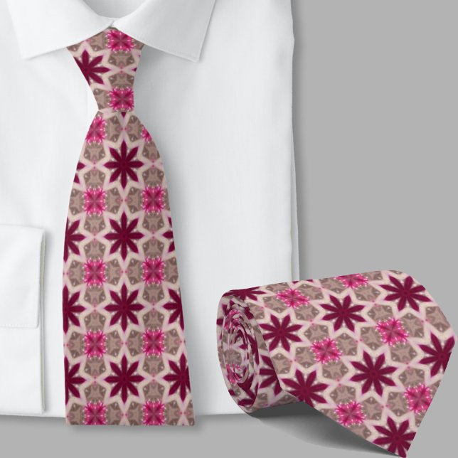 Modern Artistic Pink Star Pattern Necktie (Creator Uploaded)