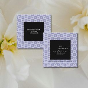 Modern Artistic Purple and Black Heart Pattern Square Business Card