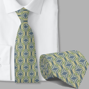 Modern Artistic Sage Green Blue Pattern Necktie