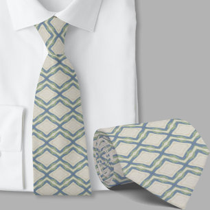 Modern Artistic Sage Green Blue Pattern Necktie