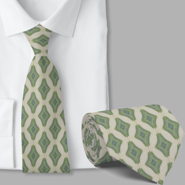 Modern Artistic Sage Green Pattern Necktie (Creator Uploaded)