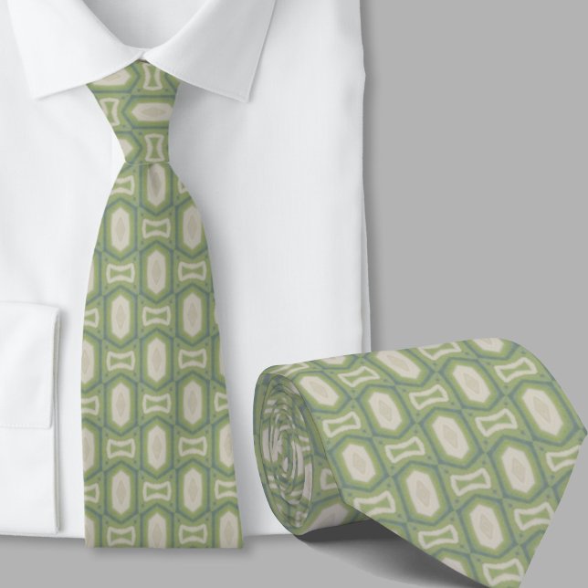 Modern Artistic Sage Green Pattern Necktie (Creator Uploaded)