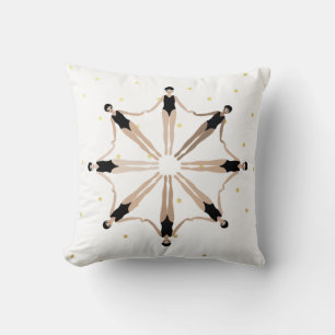 Modern Artistic Synchronised Swimmers Gold Dots Cushion