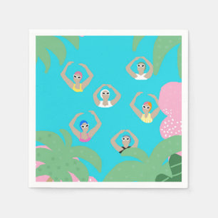 Modern Artistic Synchronised Swimmers Pool Napkin