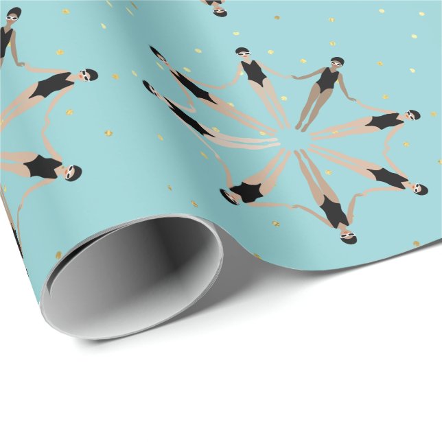 Modern Artistic Synchronised Swimmers  Wrapping Paper (Roll Corner)