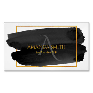Modern Artistic Watercolor and Gold Magnetic Business Card