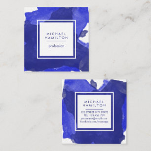 MODERN ARTISTIC WATERCOLOR SPLASH BLUE SQUARE BUSINESS CARD