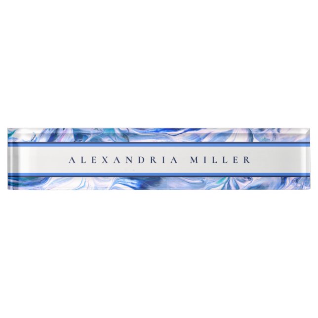 Modern Artistic Wave Design | Simple Custom Name Nameplate (Front)