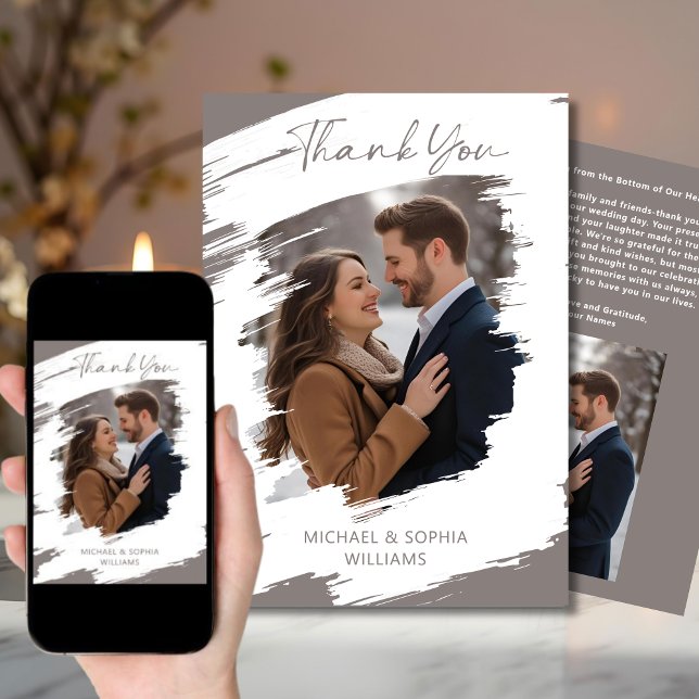 Modern Artistic Wedding Thank You Winter Grey  Invitation (Creator Uploaded)