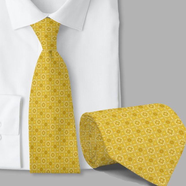 Modern Artistic Yellow Geometric Pattern Necktie (Creator Uploaded)