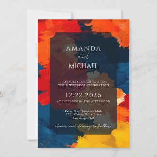 Modern Artsy Abstract Brush Stroke Wedding Invitation