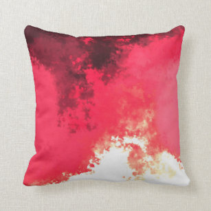 Modern Artsy Abstract Red Burgundy Inferno Art Cushion