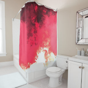 Modern Artsy Abstract Red Burgundy Inferno Art Shower Curtain