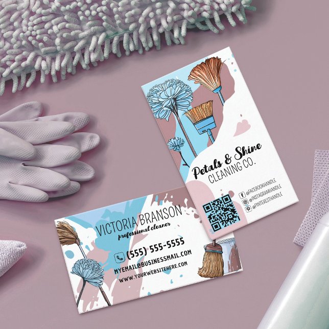 Modern Artsy Colour Splash Professional Cleaner Business Card (Creator Uploaded)