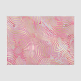 Modern Artsy Pink Gold Curved Stripes Marble Tissue Paper