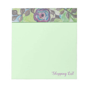 Modern Artsy Purple Flower Shopping List Notepad