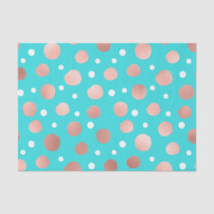 Modern Artsy Rose Gold Teal Polka Dots Tissue Paper