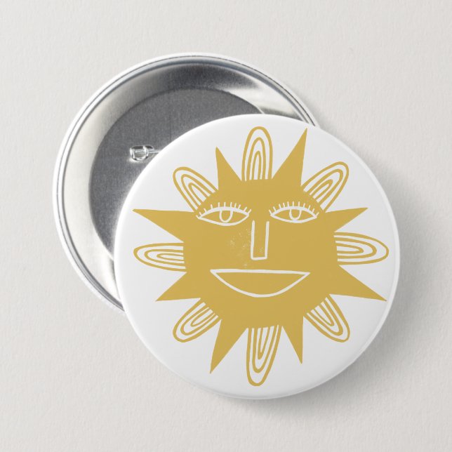 Modern Artsy Sun Yellow Cute 7.5 Cm Round Badge (Front & Back)