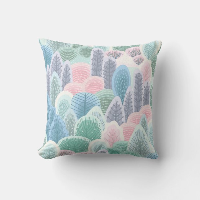 Modern Artsy Winter Trees Cushion (Front)