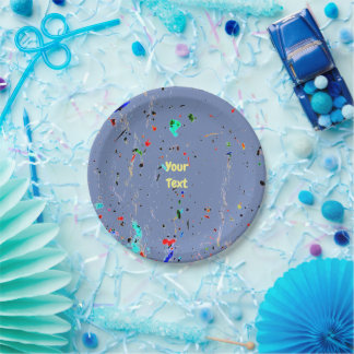 Modern Arty Paint Speckled Custom Paper Plate
