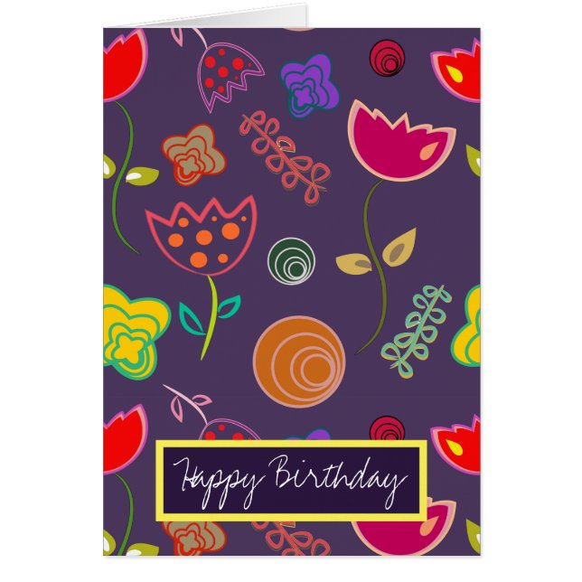 Modern arty purple and pink flowers (Front)