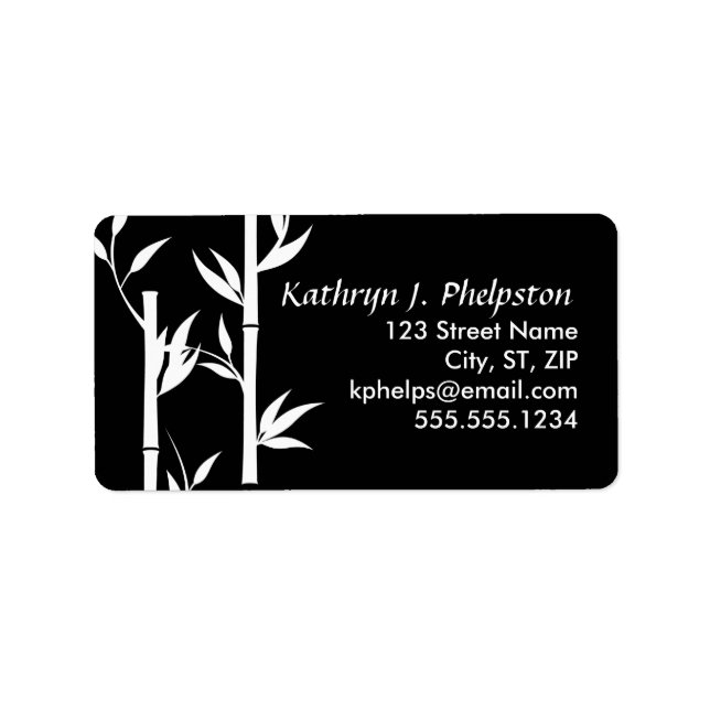 Modern Asian Bamboo Personalised Address Label (Front)