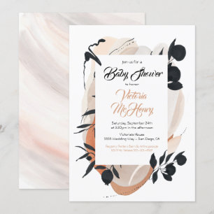Modern Asian Ink Watercolor Neutral Baby Shower Invitation