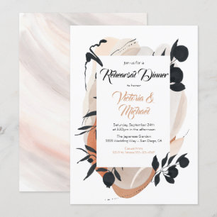 Modern Asian Watercolor Neutral Rehearsal Dinner Invitation