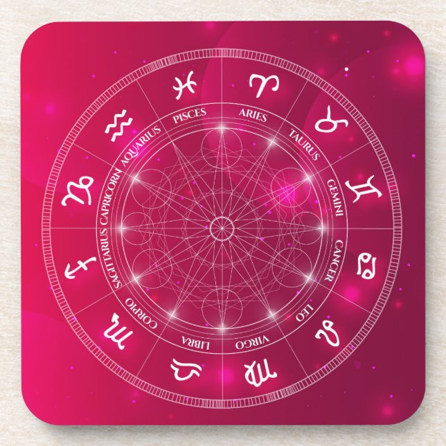 Modern Astrology Wheel zodiac gift Coaster (Front)