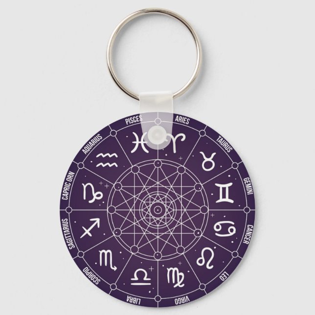 Modern Astrology Wheel zodiac gift Key Ring (Front)