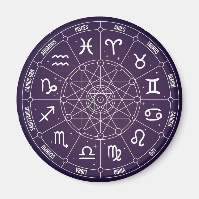 Modern Astrology Wheel zodiac gift Magnet (Front)