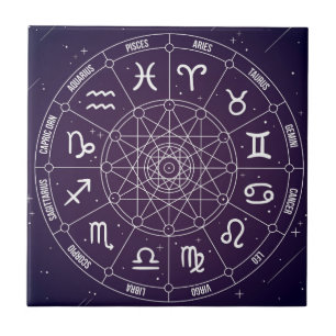 Modern Astrology Wheel zodiac gift Tile