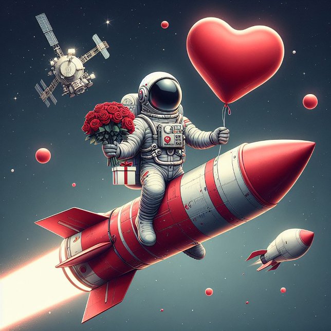Modern Astronaut Valentine's  Holiday Card (Creator Uploaded)