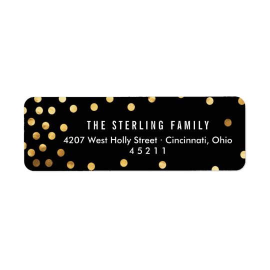 Modern Asymmetrical Confetti Dots Holiday Return Address Label
