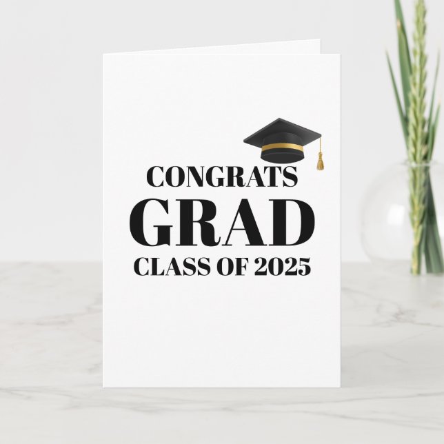 Modern Athletic Gold & Black Graduation Card (Front)