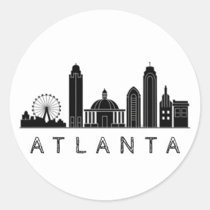 Modern Atlanta Georgia Stylised Skyline Classic Round Sticker