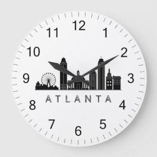 Modern Atlanta Georgia Stylised  Skyline Large Clock