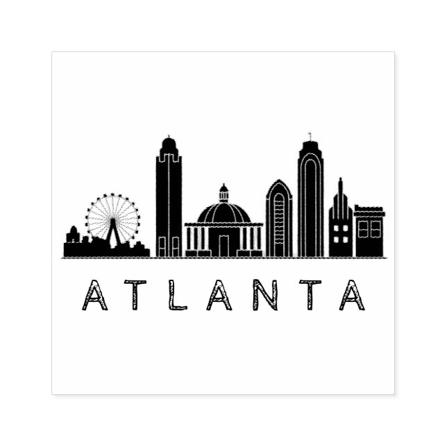 Modern Atlanta Georgia Stylised  Skyline Rubber Stamp (Imprint)