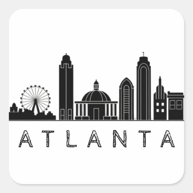 Modern Atlanta Georgia Stylised  Skyline Square Sticker (Front)
