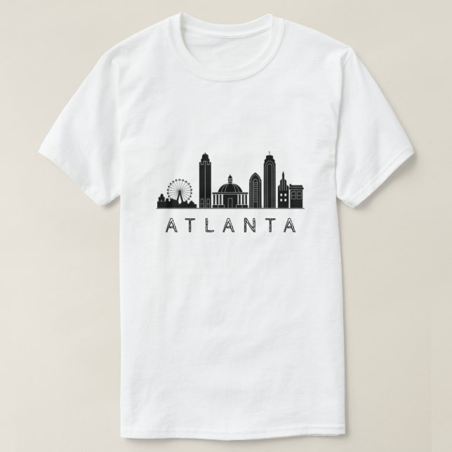 Modern Atlanta Georgia Stylised  Skyline T-Shirt (Design Front)