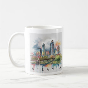 Modern Atlanta Georgia Stylised Watercolor Coffee Mug