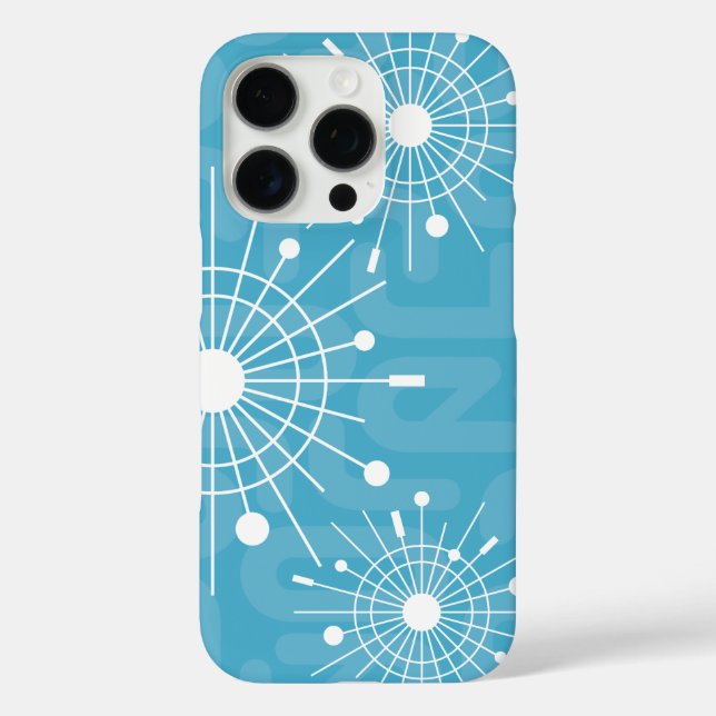 Modern Atomic Sputnik Snowflake Christmas Aqua Case-Mate iPhone Case (Back)